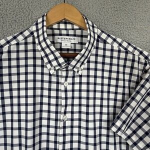Mizzen+Main Shirt Mens XXL Trim Blue Gingham Check Performance Menswear Stretch